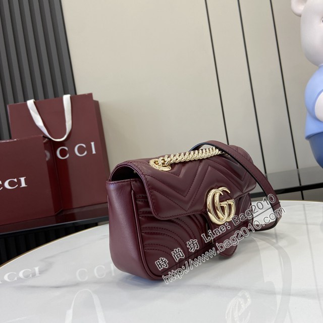 Gucci專櫃古馳最新款Marmont系列絎縫迷你手袋原廠皮鏈條女士挎包 jh2431型號：446744